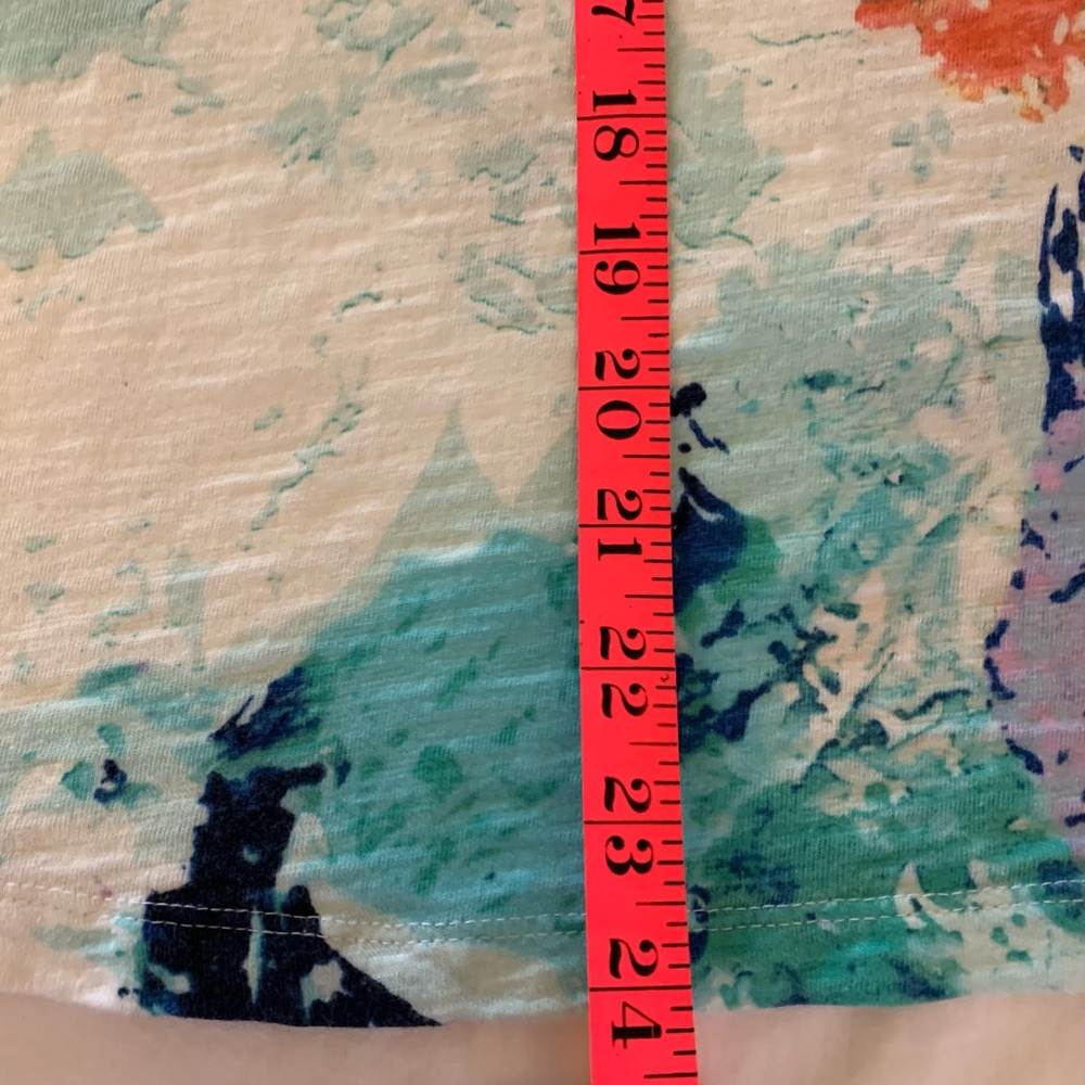 Chico’s Colorful Abstract Roll Tab Women's Top size 2(L-12). - Picture 7 of 10